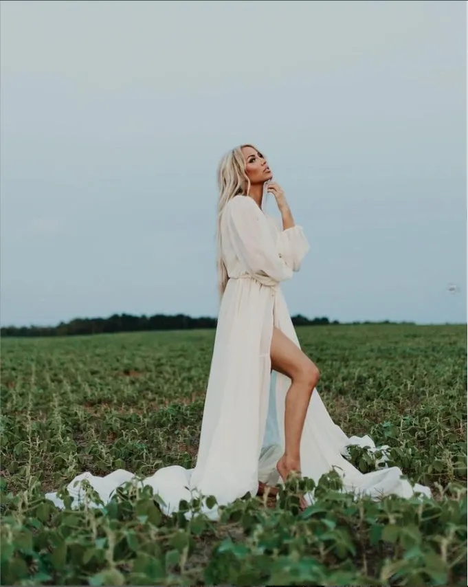 Rust Color Chiffon Dress Woman Photo Shoot Gown Photography Dress Plus Size YW220217-1