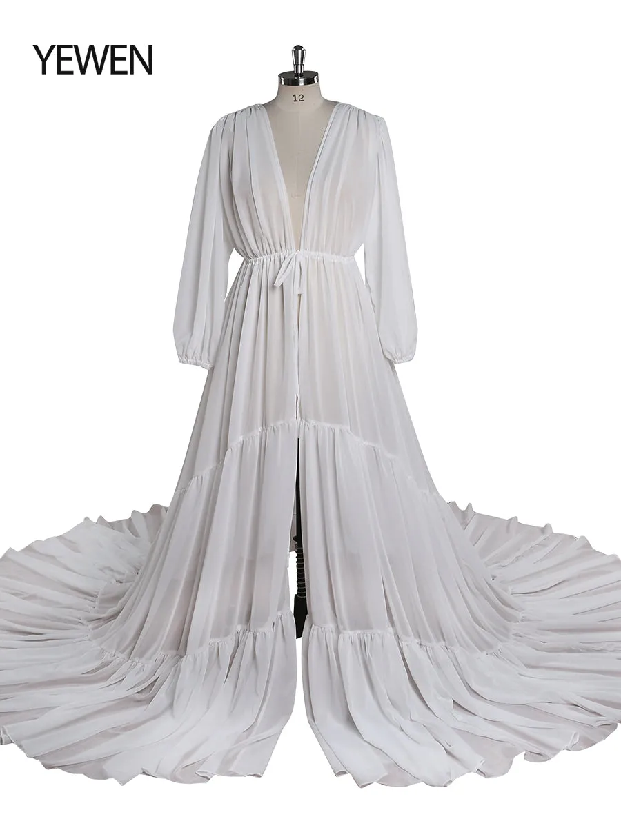 Rust Color Chiffon Dress Woman Photo Shoot Gown Photography Dress Plus Size YW220217-1