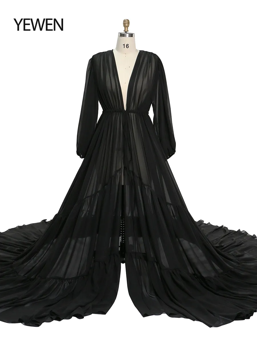 Rust Color Chiffon Dress Woman Photo Shoot Gown Photography Dress Plus Size YW220217-1