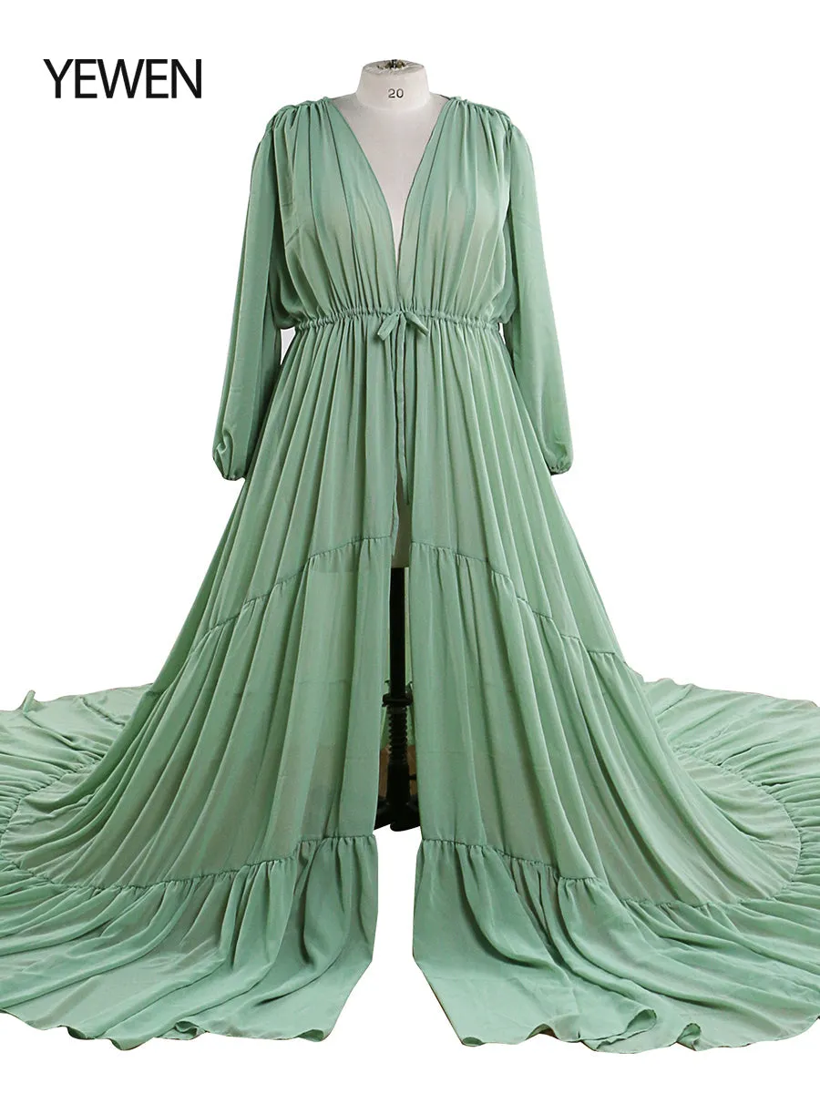 Rust Color Chiffon Dress Woman Photo Shoot Gown Photography Dress Plus Size YW220217-1