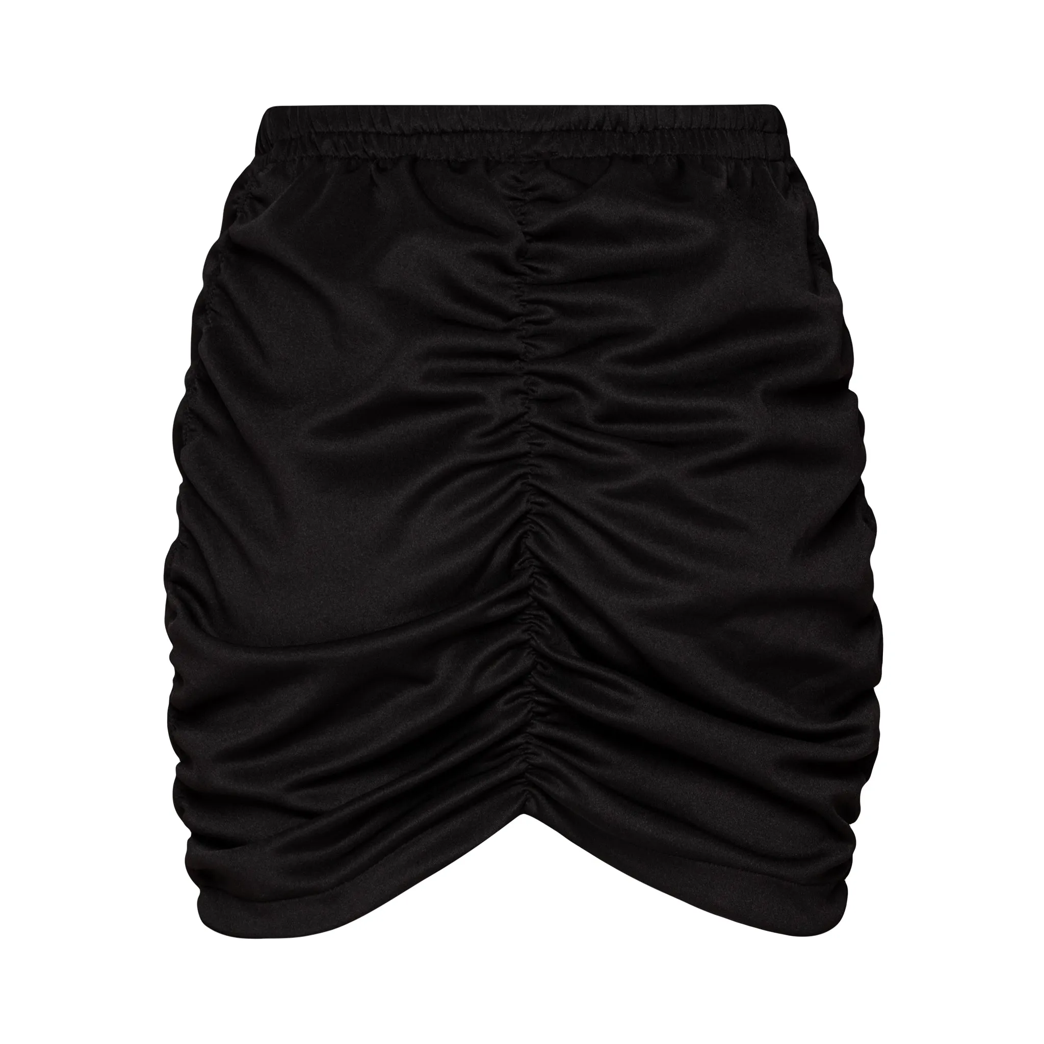 [SAMPLE SALE] V Cut Ruched Black Mini Skirt