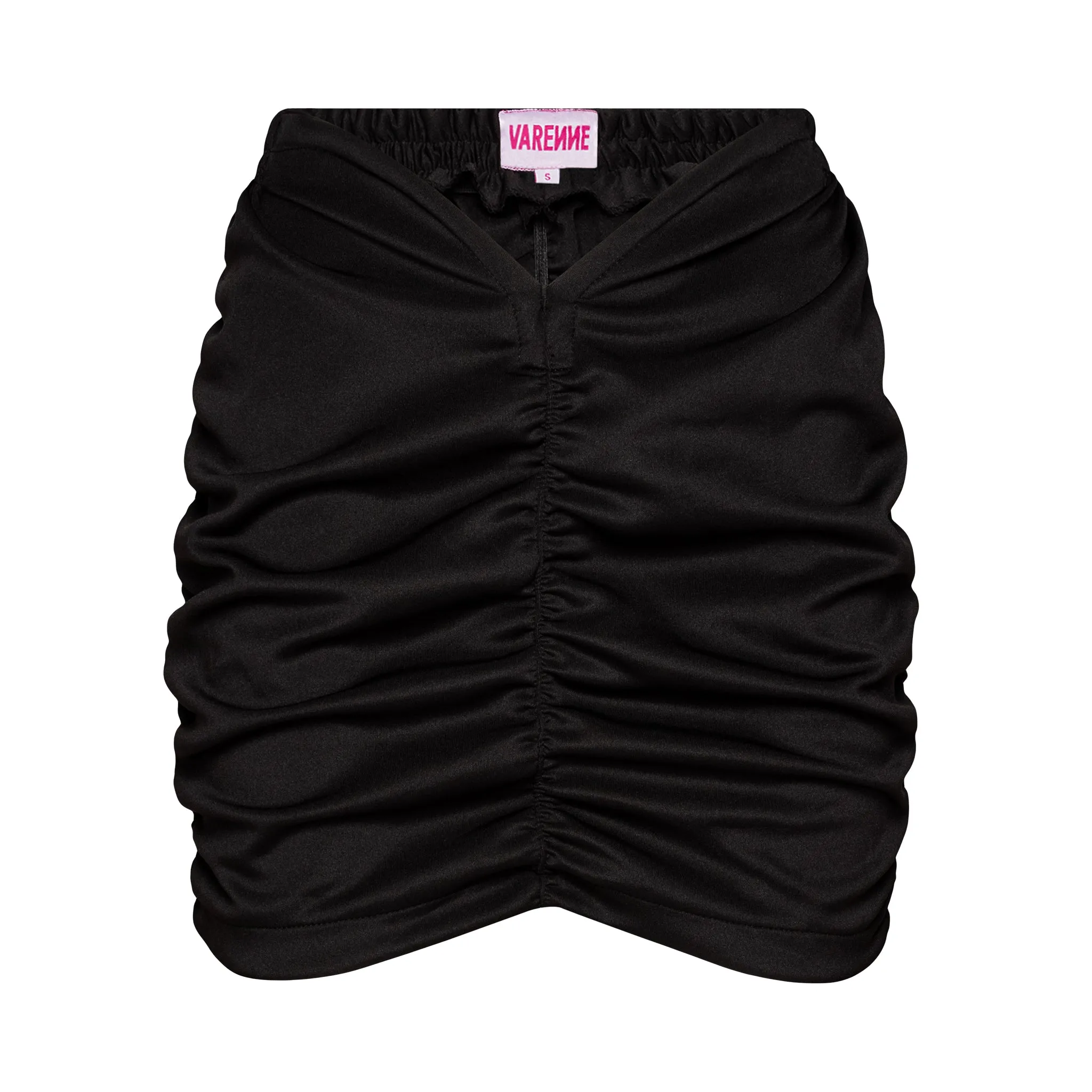 [SAMPLE SALE] V Cut Ruched Black Mini Skirt
