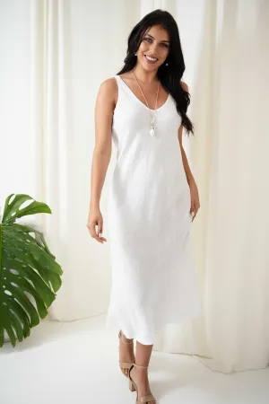 Sandra Bias Cut Dress | White