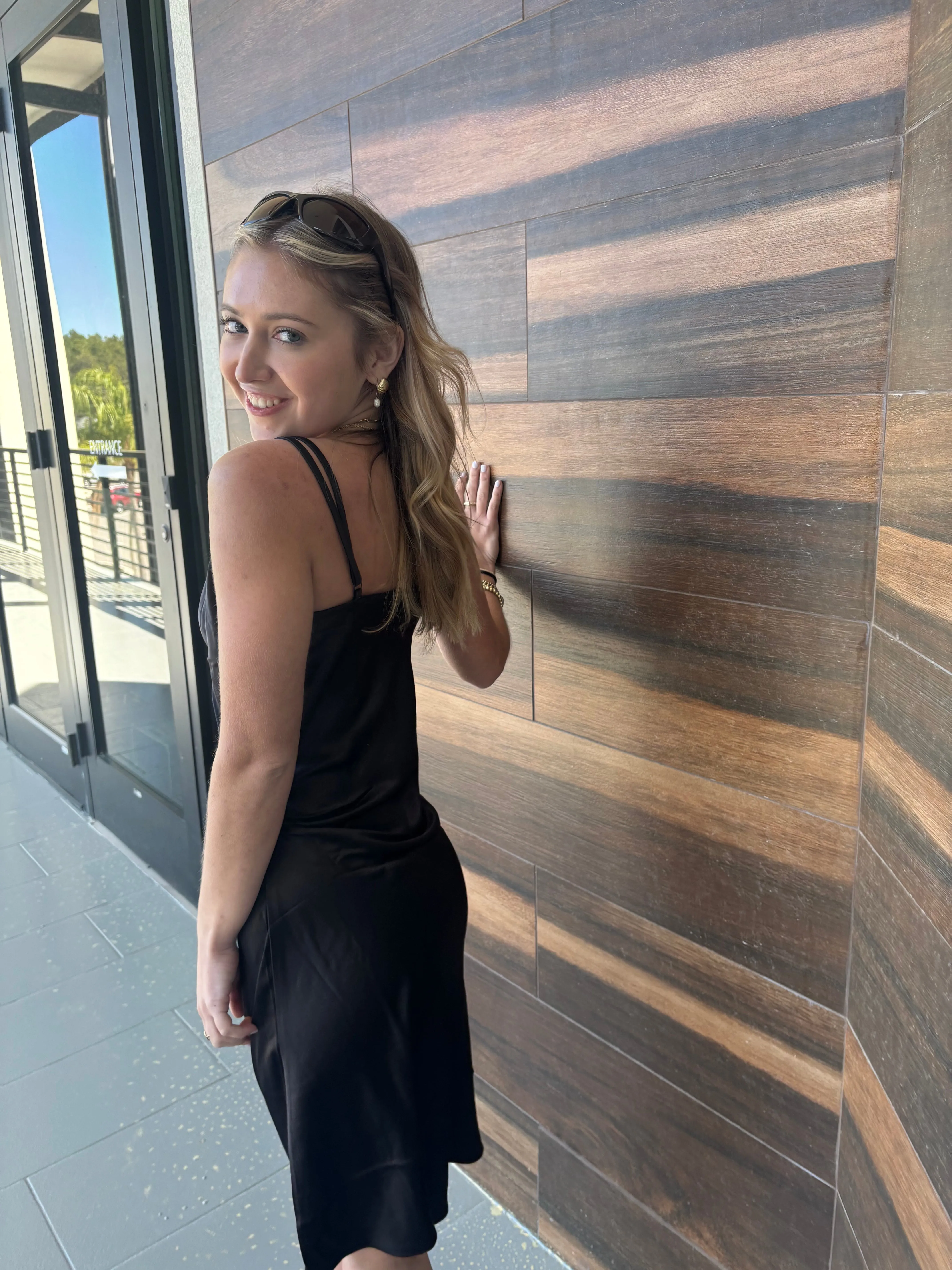Satin V Neck Mini Dress