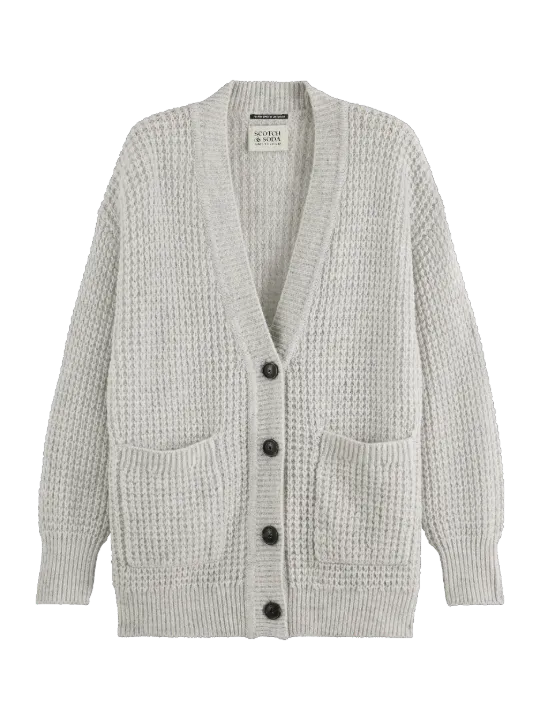 Scotch & Soda Textured Stitch Oversized Cardigan - Grey