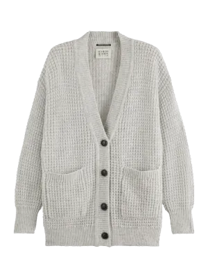 Scotch & Soda Textured Stitch Oversized Cardigan - Grey