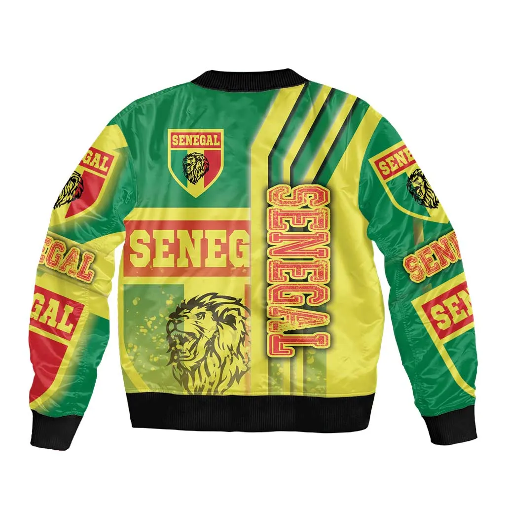 Senegal Soccer Sleeve Zip Bomber Jacket Lions of Teranga Football - Road To Champion DT03