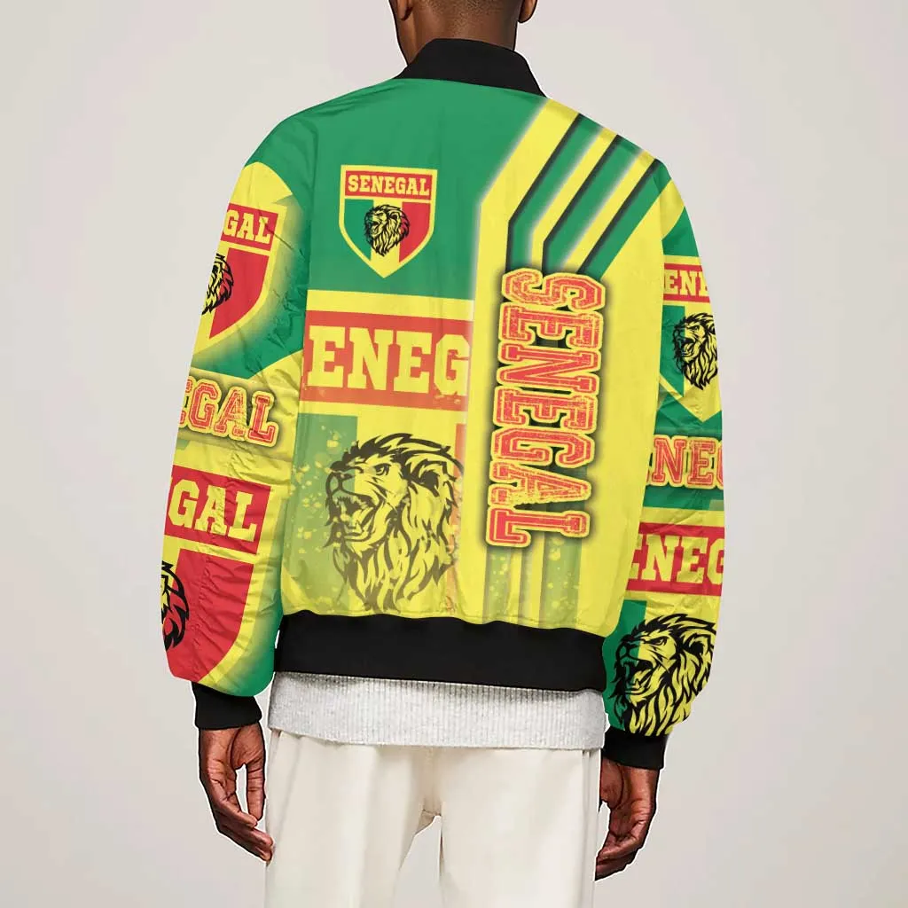 Senegal Soccer Sleeve Zip Bomber Jacket Lions of Teranga Football - Road To Champion DT03