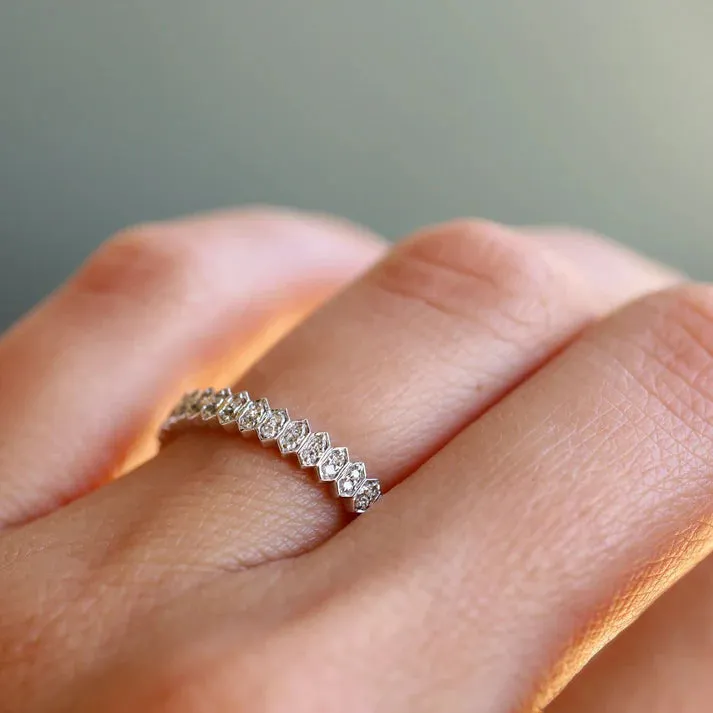Sethi Couture 18K White Gold Abacus Mini White Diamond Eternity Band - Size 7