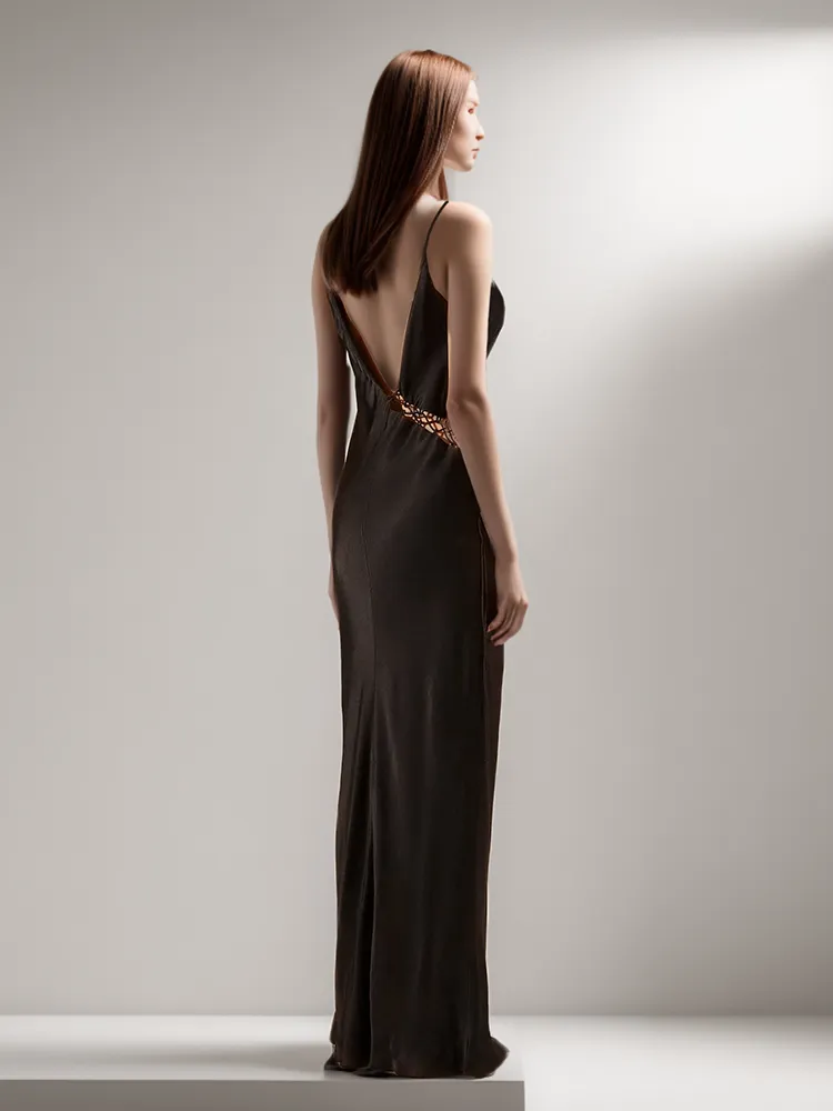 Sexy Backless V Neck Lace Up Dresses
