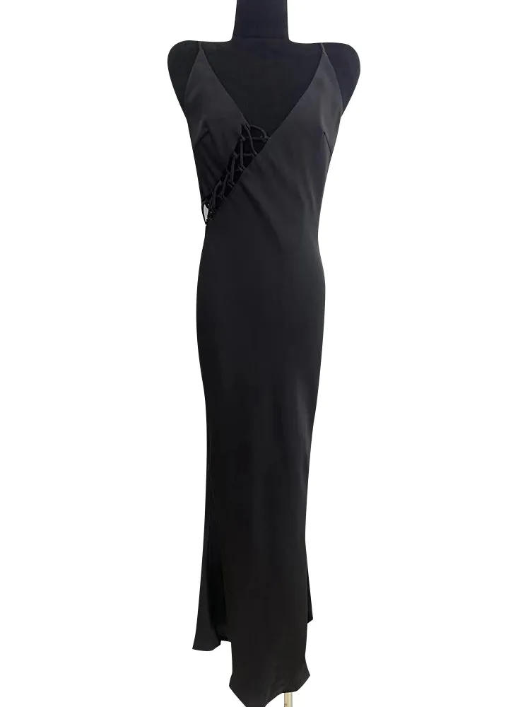 Sexy Backless V Neck Lace Up Dresses