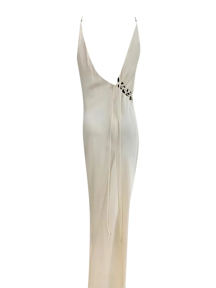 Sexy Backless V Neck Lace Up Dresses
