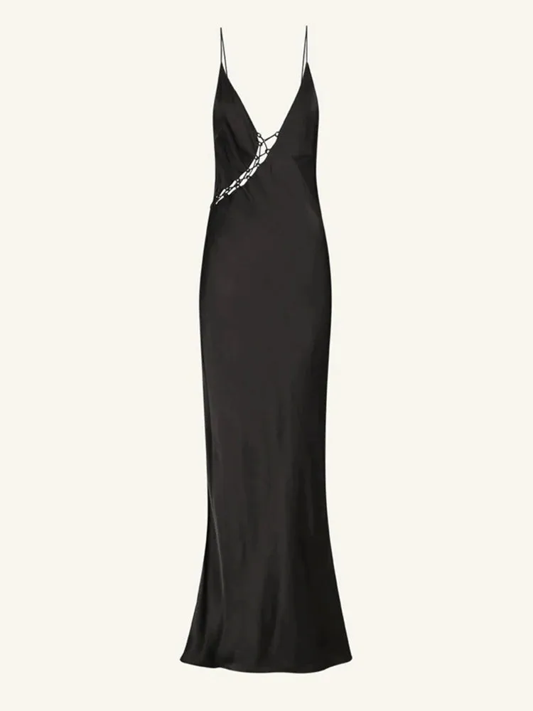 Sexy Backless V Neck Lace Up Dresses