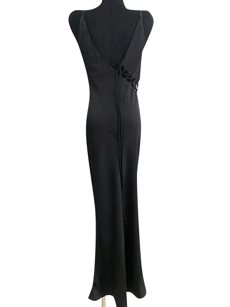 Sexy Backless V Neck Lace Up Dresses