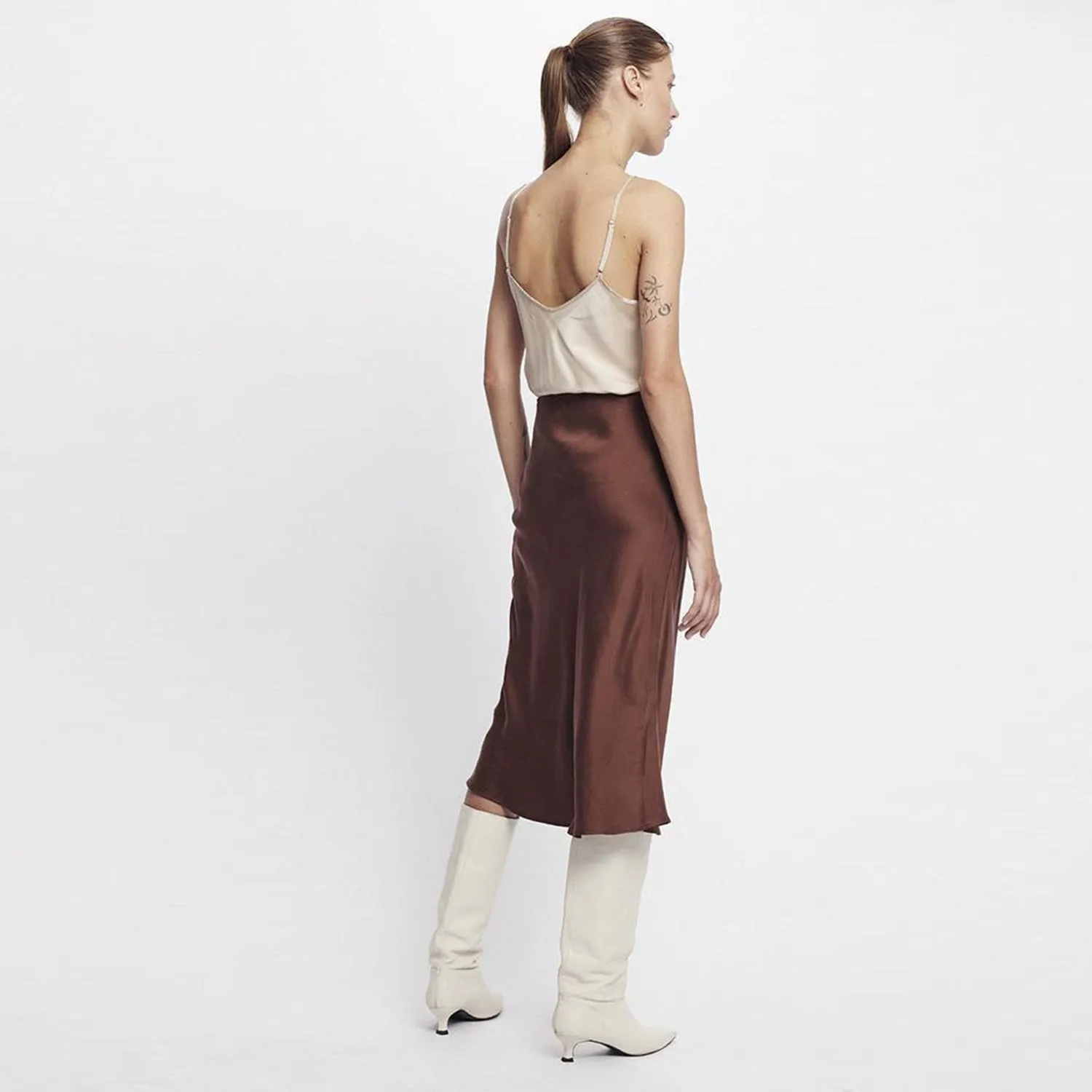 silk laundry bias cut silk midi skirt