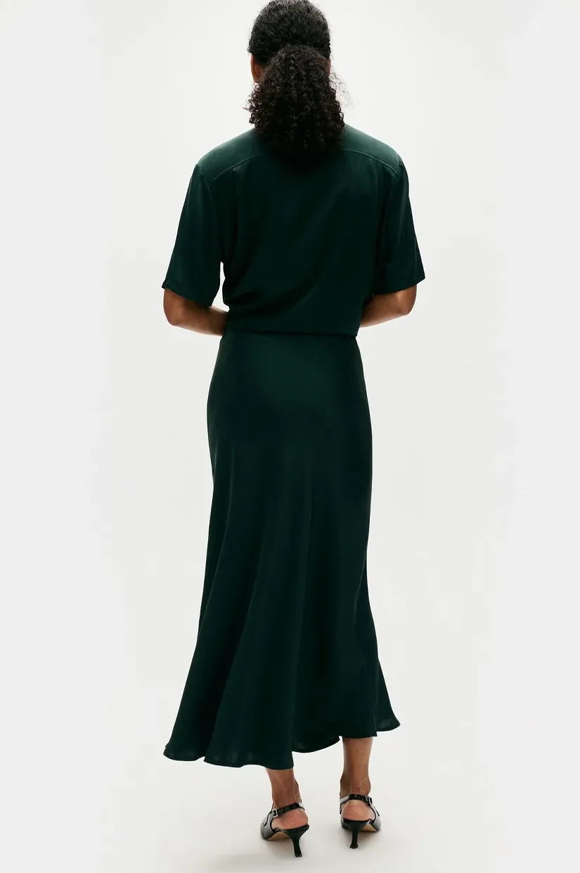 Silk Laundry Long Bias Cut Skirt - Scarab