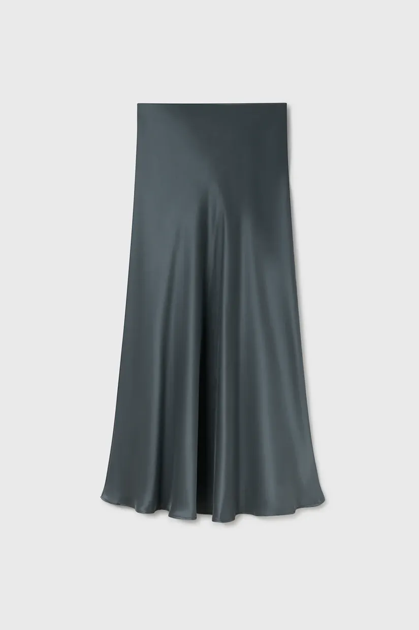 Silk Laundry Long Bias Cut Skirt - Slate