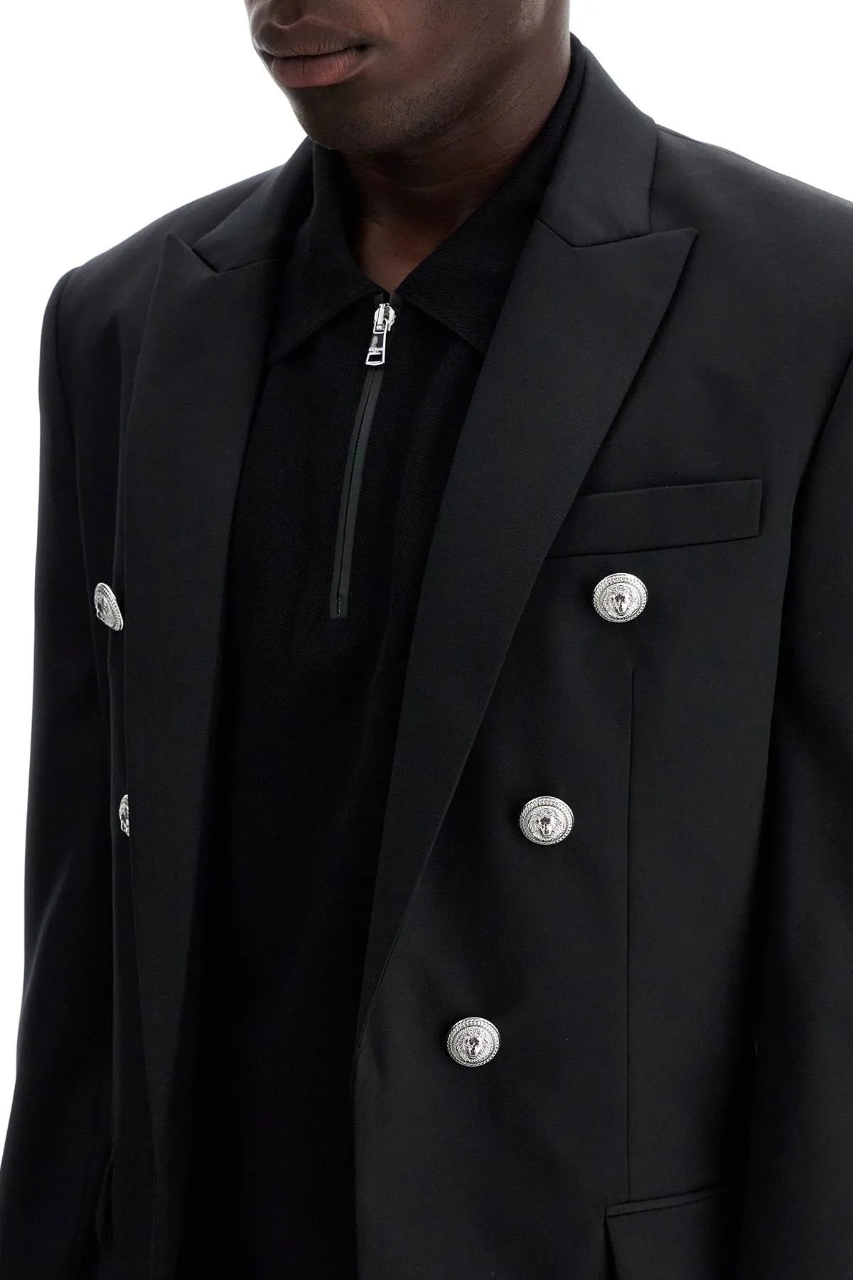 six-button wool jacket