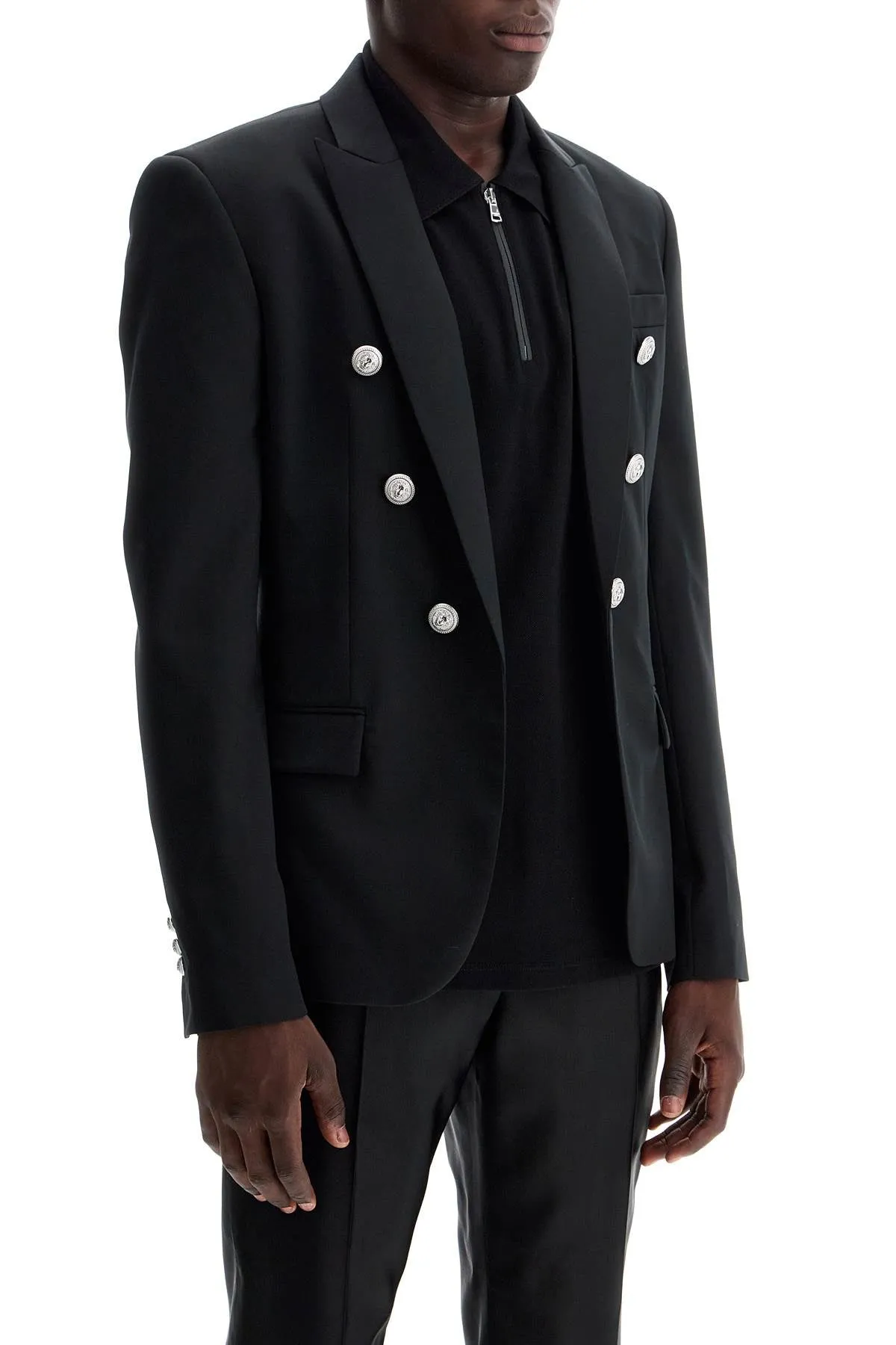 six-button wool jacket