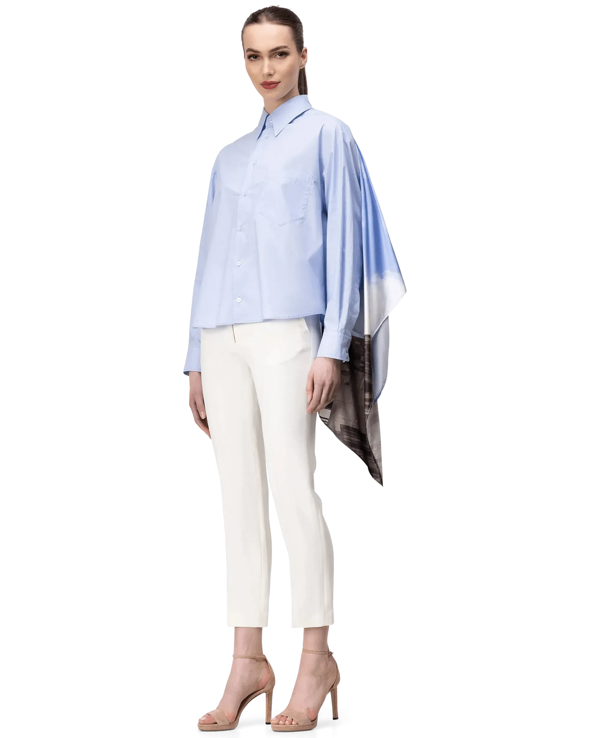 Sky Scarf Buttoned Shirt