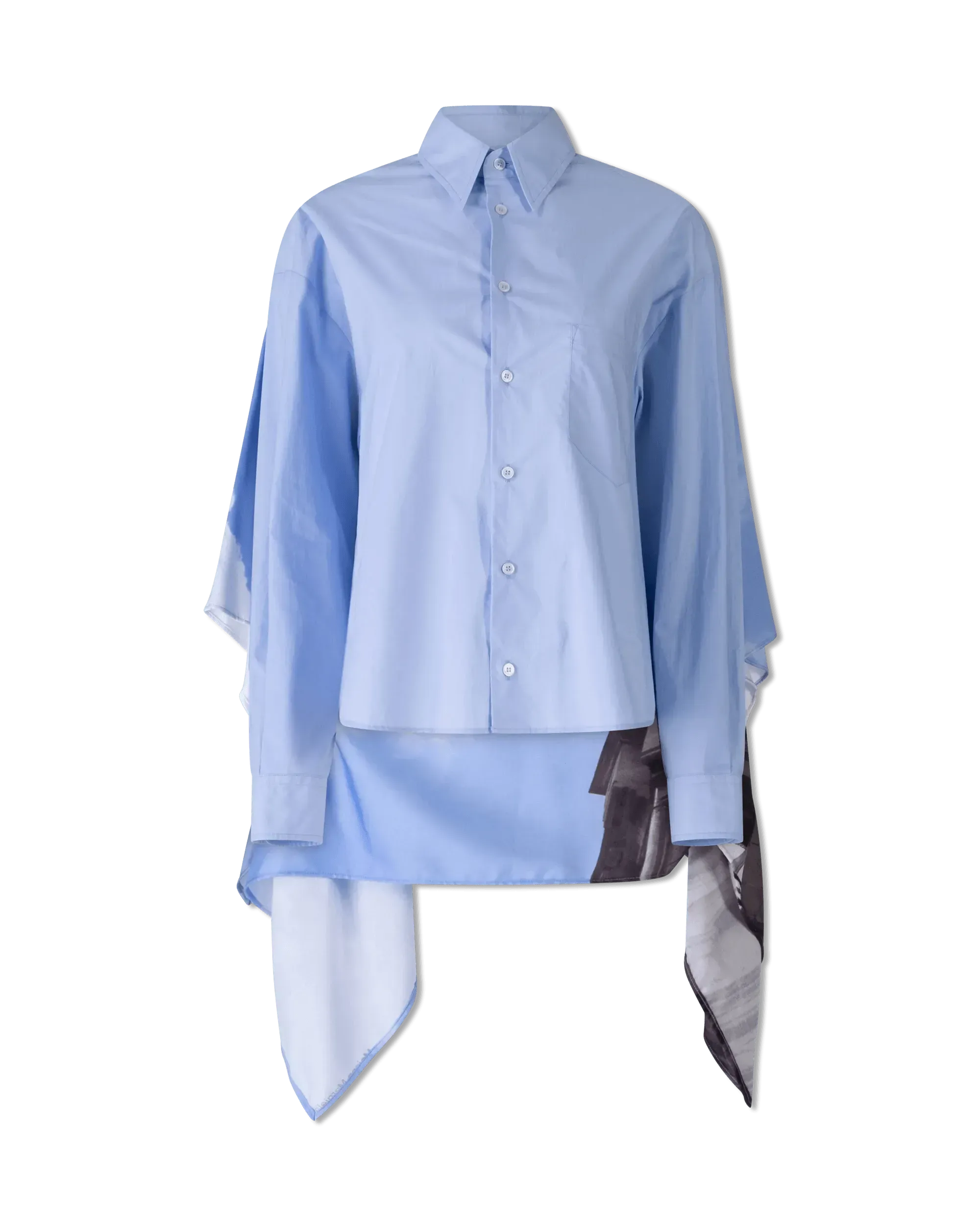 Sky Scarf Buttoned Shirt