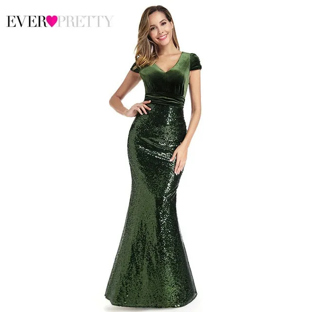 Sleeveless Mermaid Burgundy Long Evening Dresses
