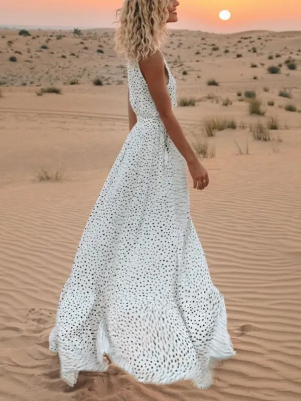 Sleeveless V-neck Maxi Dresses