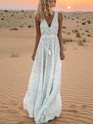 Sleeveless V-neck Maxi Dresses
