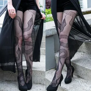 Snake Fishnet Tights