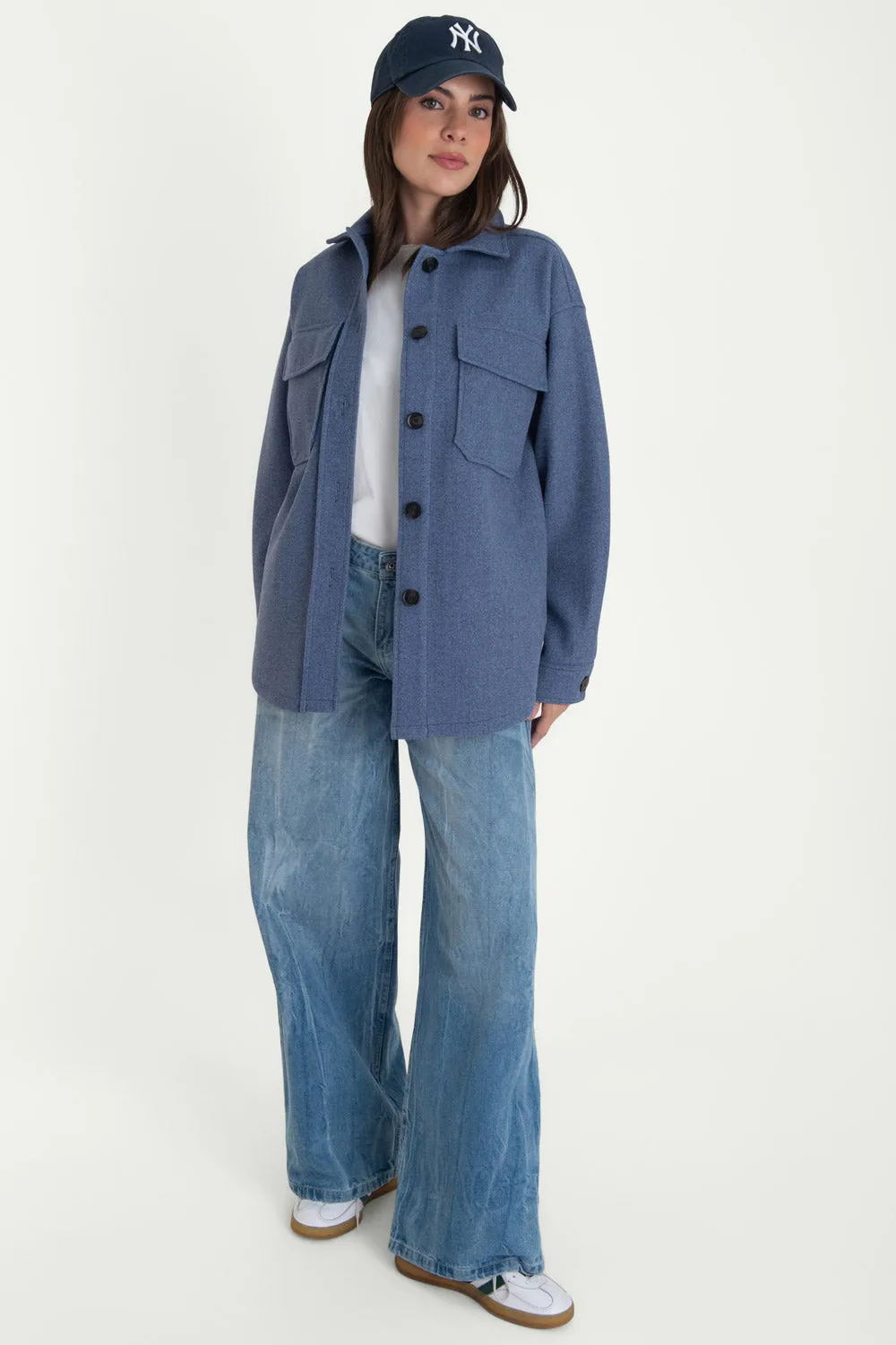 Sobrecamisa de fit oversized bolsillos manga larga