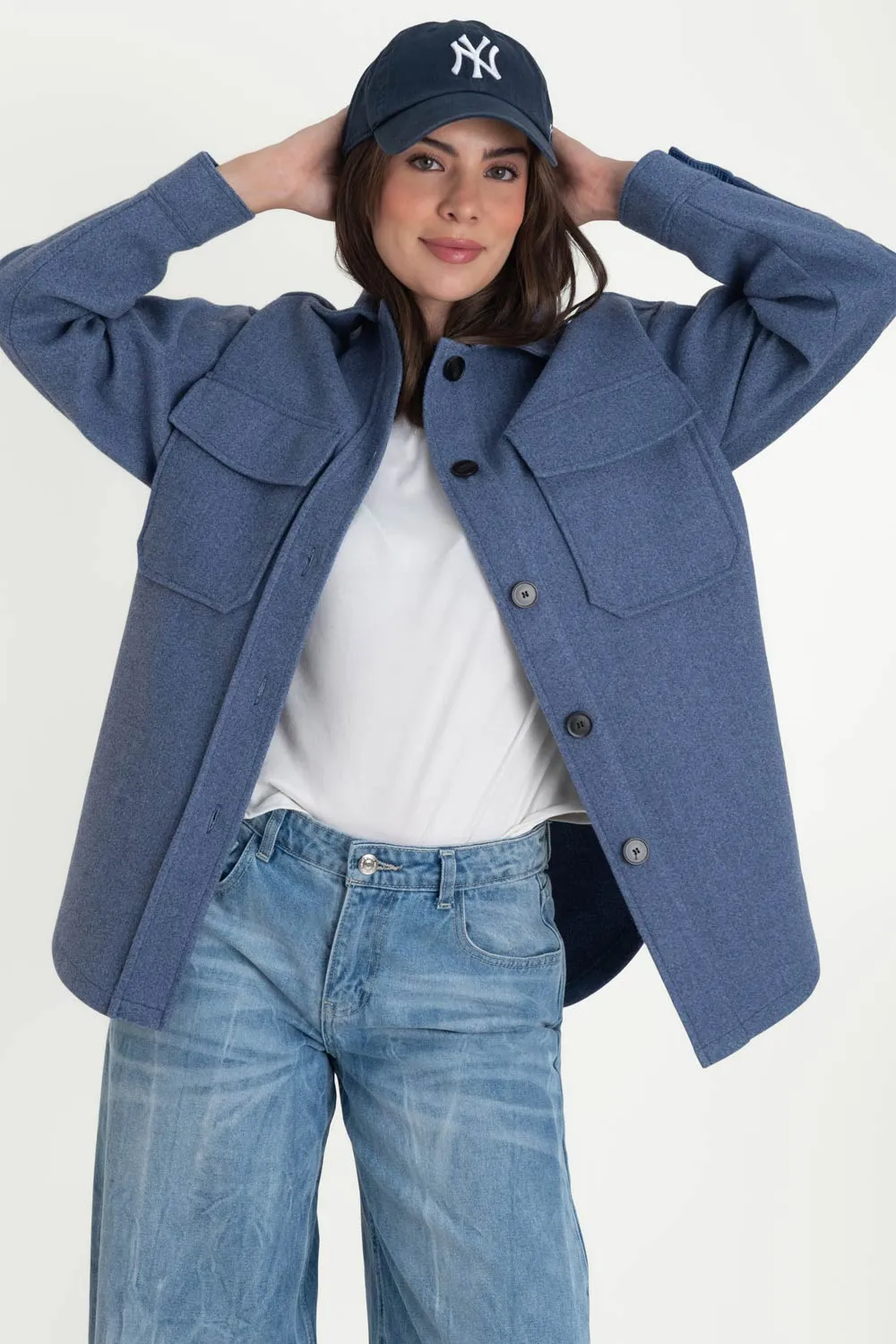 Sobrecamisa de fit oversized bolsillos manga larga