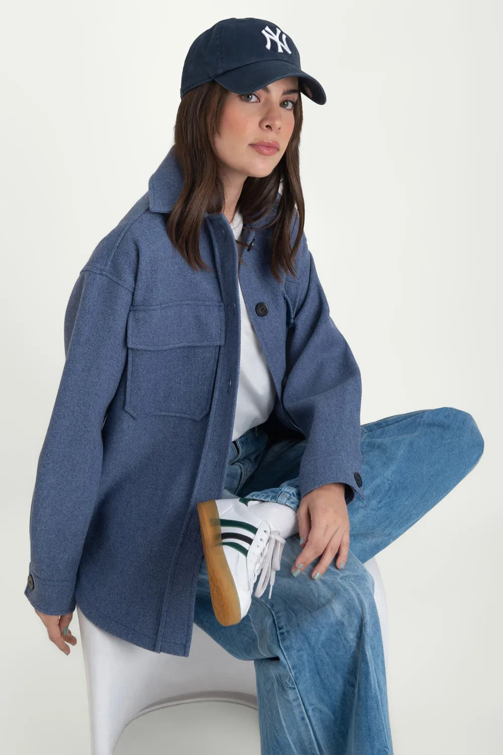 Sobrecamisa de fit oversized bolsillos manga larga
