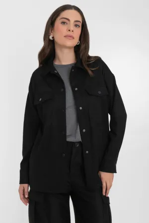Sobrecamisa de gamuza fit oversized con bolsillos