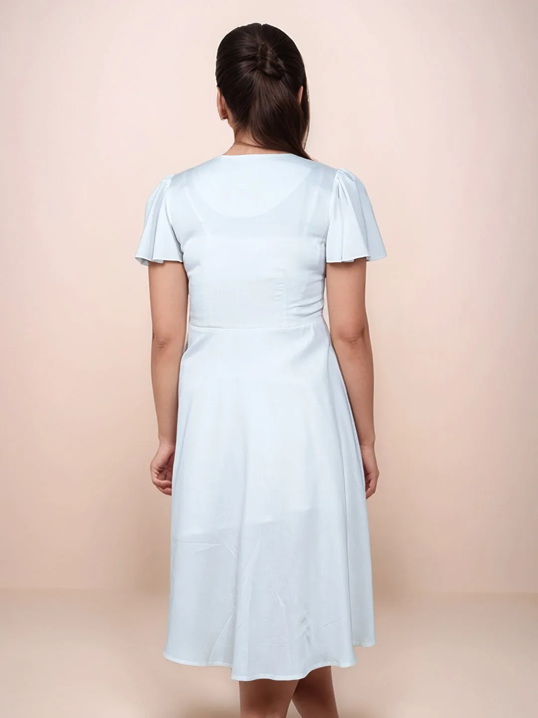 Solid V-Neck Midi Dress
