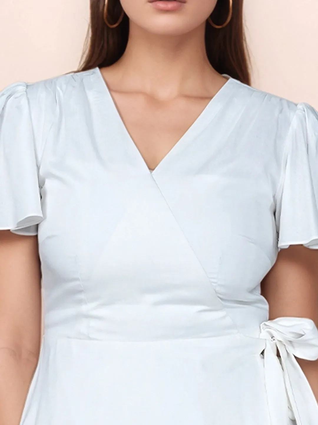 Solid V-Neck Midi Dress