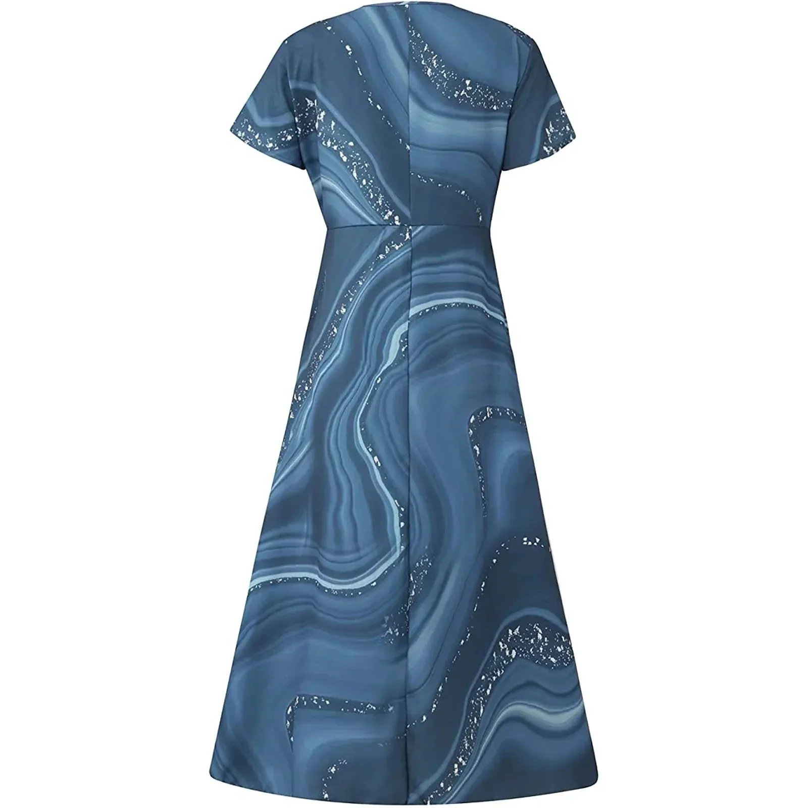 Stella™ | Midi dress with whirl pattern and V-neck