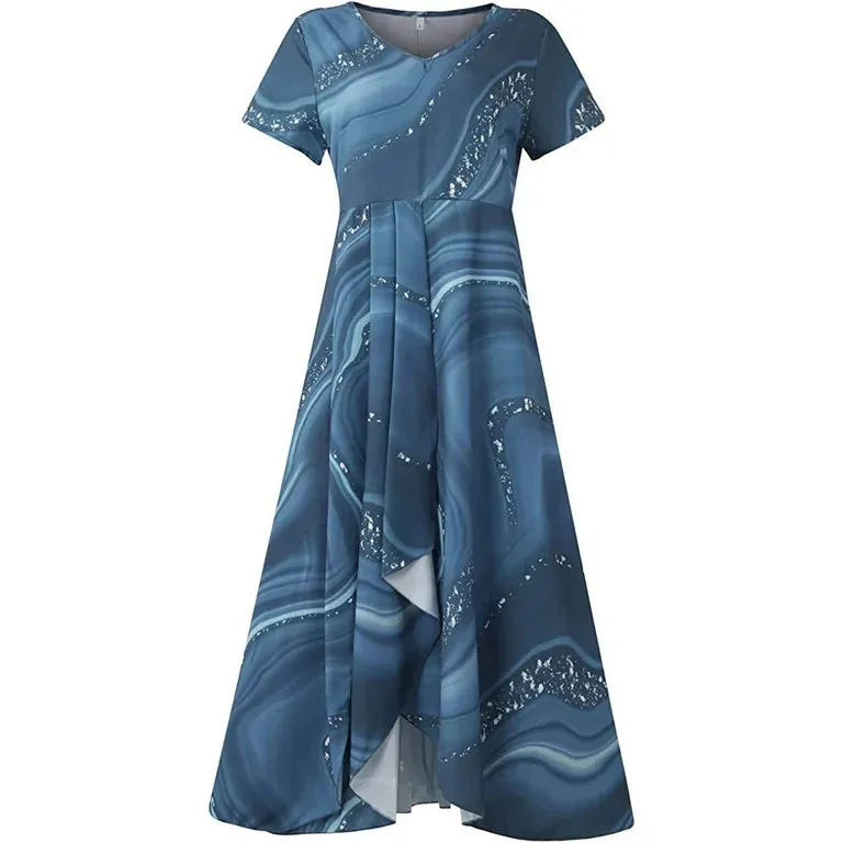 Stella™ | Midi dress with whirl pattern and V-neck