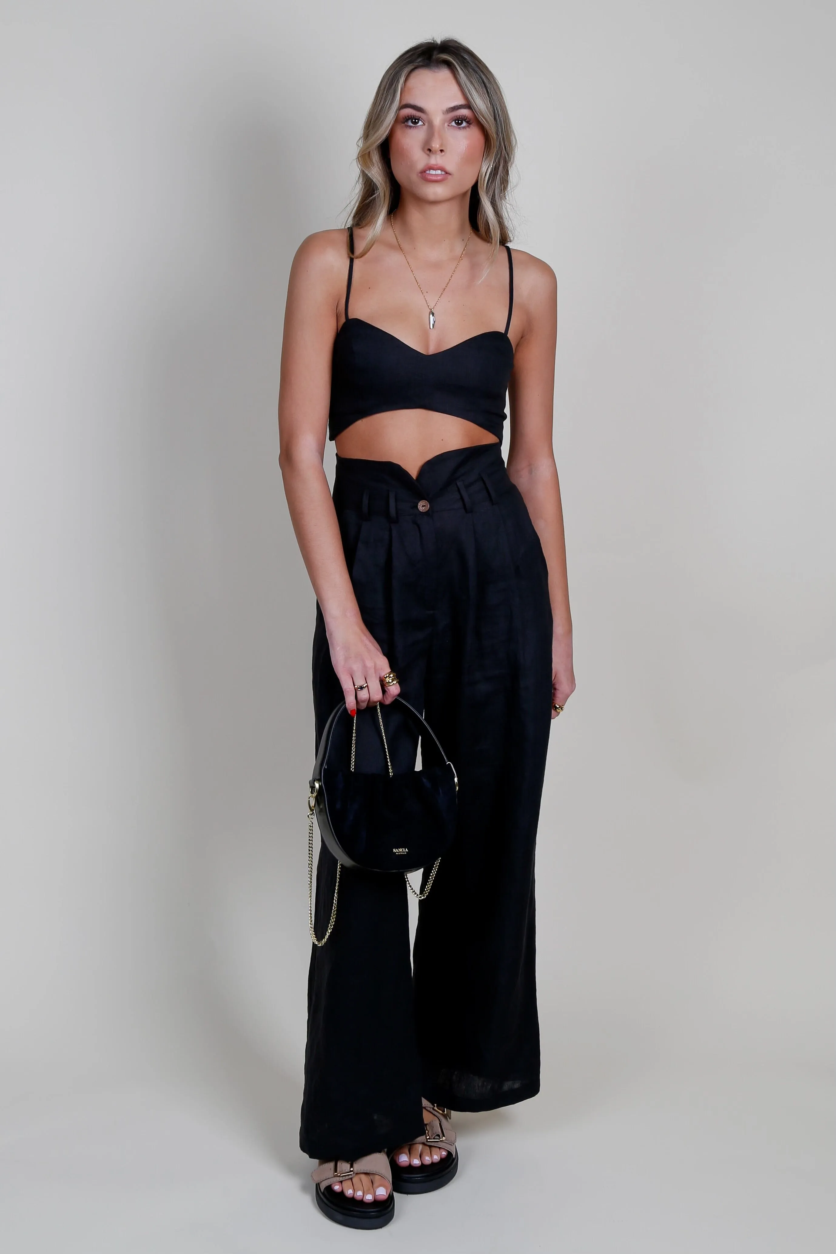 STILLWATER | Linen Voile Mare Bralette - Black