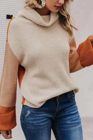 Stunncal Pumpkin Oversized Color Block Sweater