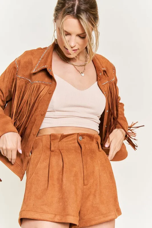 Suede studded fringe jacket S-3XL