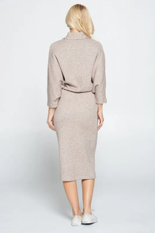 Sweater Knit Dolman Sleeve Midi Dress, Renee C