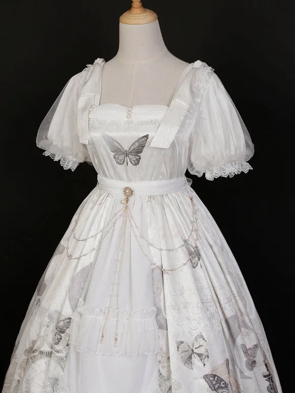 Sweet Lolita Dress Polyester Short Sleeves Dress Adjustable Elastic