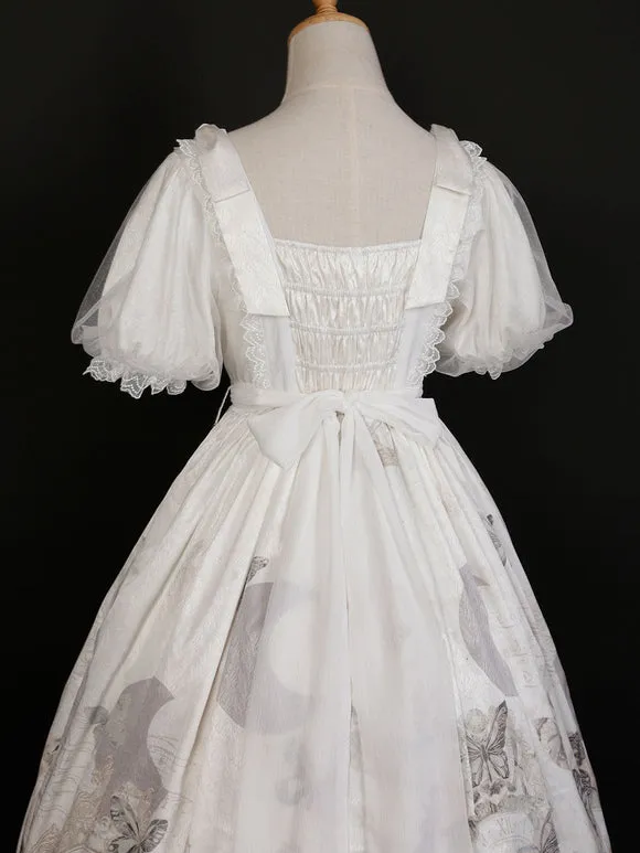 Sweet Lolita Dress Polyester Short Sleeves Dress Adjustable Elastic