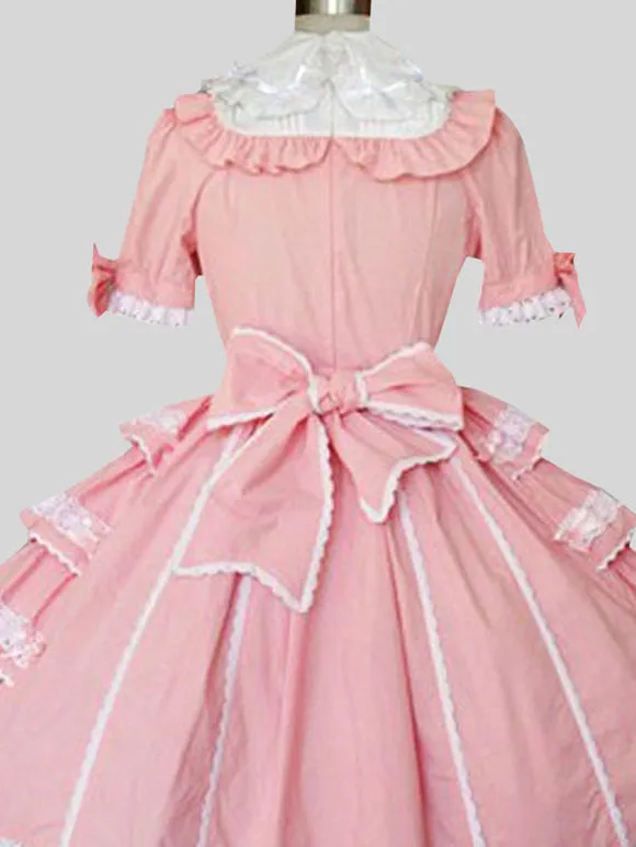 Sweet Lolita Dress Polyester Short Sleeves Sweet Dress