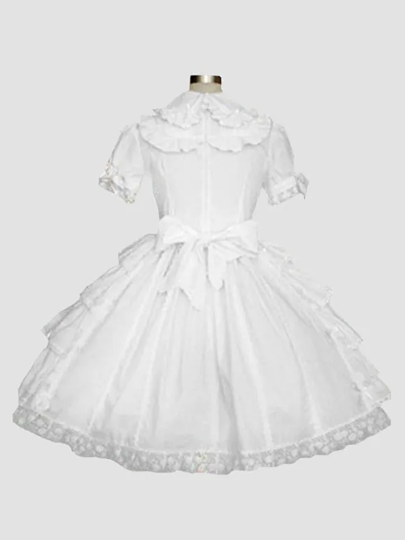 Sweet Lolita Dress Polyester Short Sleeves Sweet Dress
