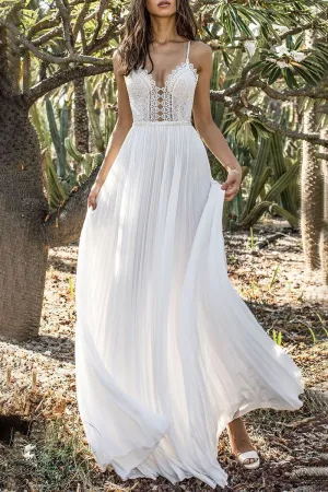 Sweet Solid Backless V Neck Irregular Dresses