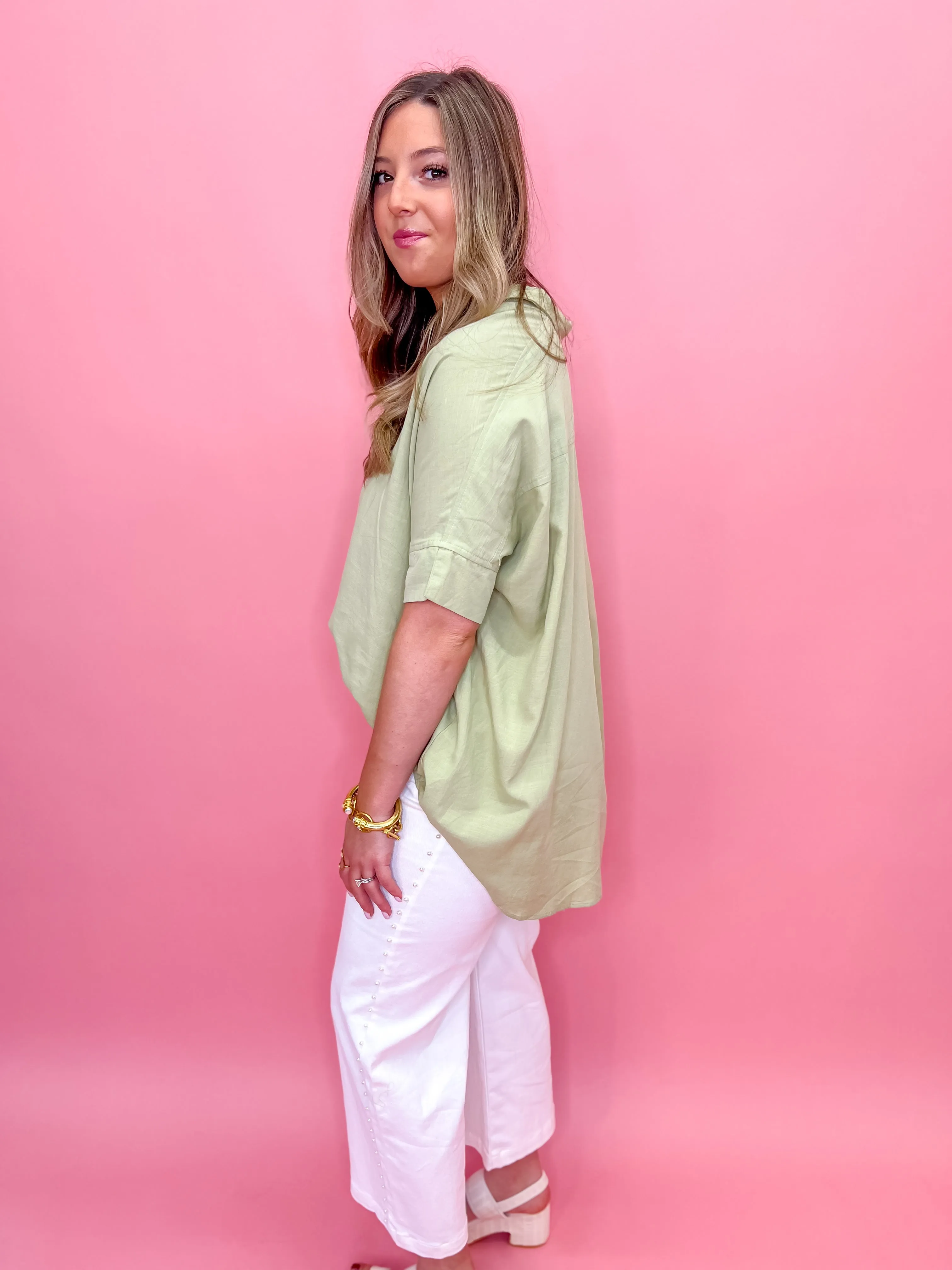 Tailored Touch Blouse - Avocado