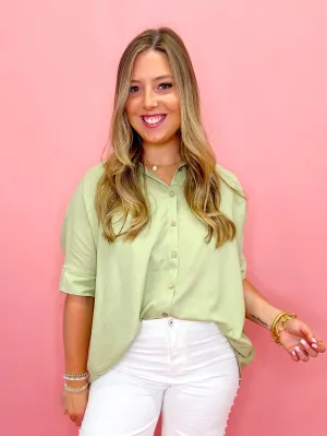 Tailored Touch Blouse - Avocado