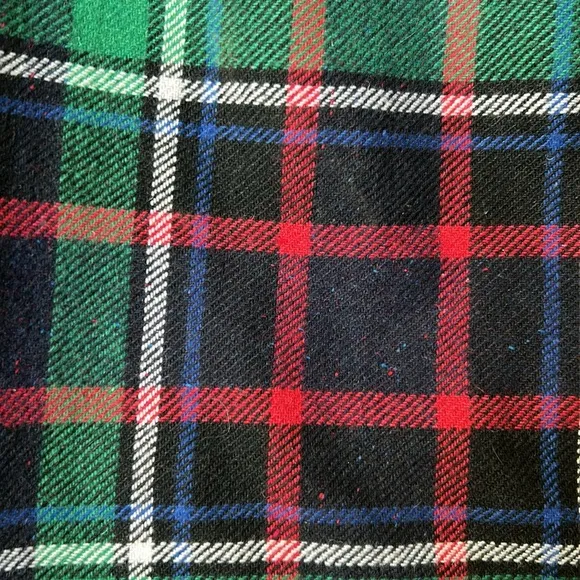 Talbots Confetti Speckled Wool Blend Tartan Plaid Pencil Skirt Green/Red/Blue 10