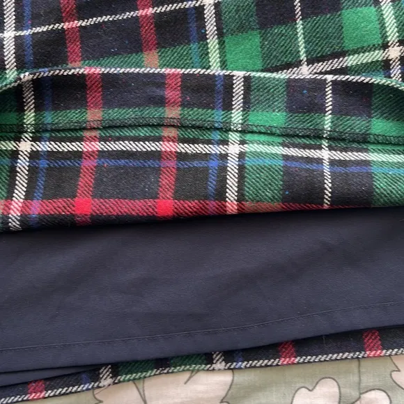 Talbots Confetti Speckled Wool Blend Tartan Plaid Pencil Skirt Green/Red/Blue 10